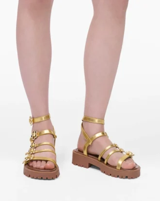 メタリックレザー Daisy グラディエーター サンダル